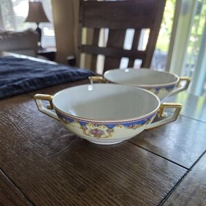 Vintage Tirschenreuth Bavaria Handled Soup Bowls Excellent Used Condition